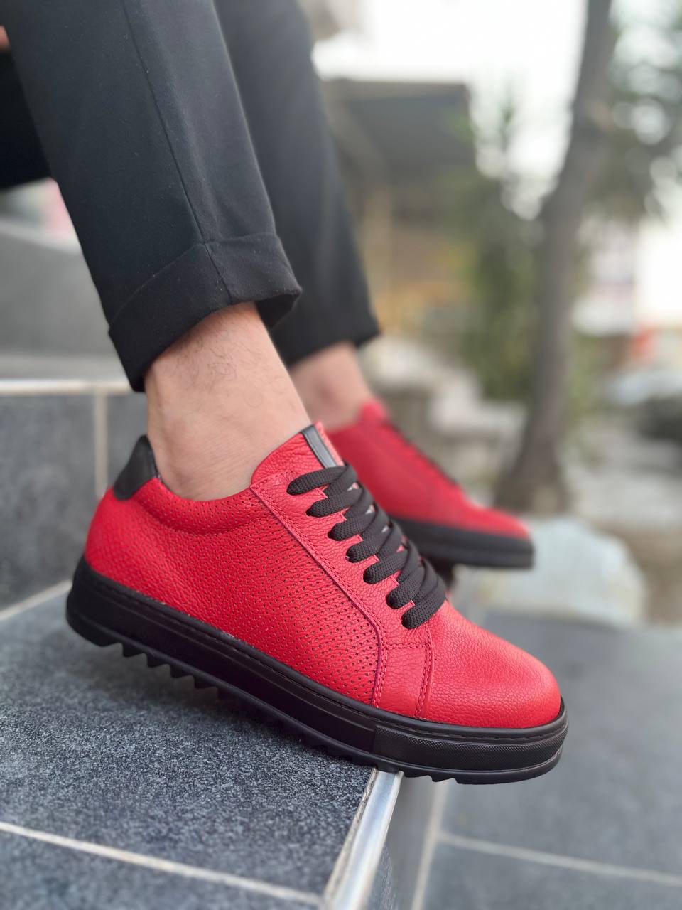 KB-DX2 Kuback Kırmızı Deri Günlük Erkek Ayakkabı