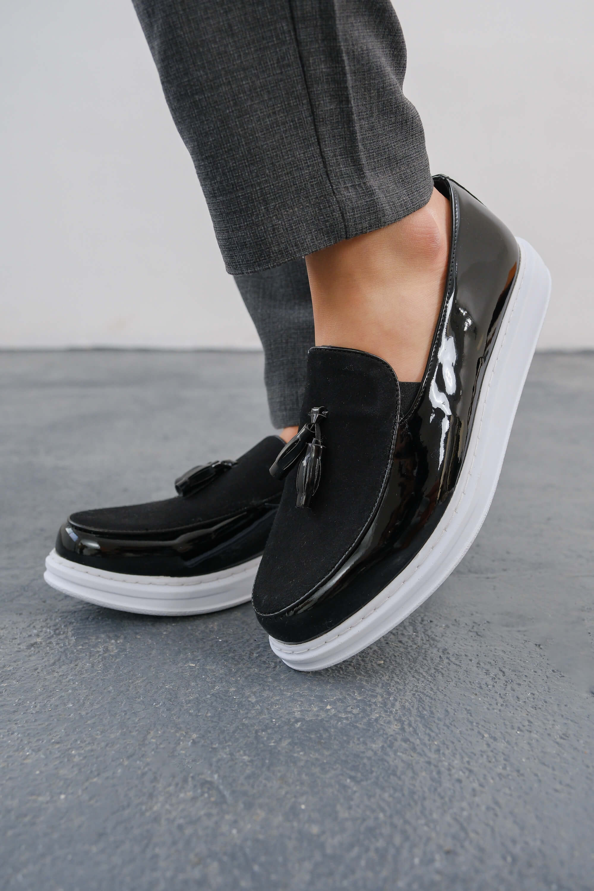 CH002 - RBT Loafer Verniciata Erkek Ayakkabı SIYAH