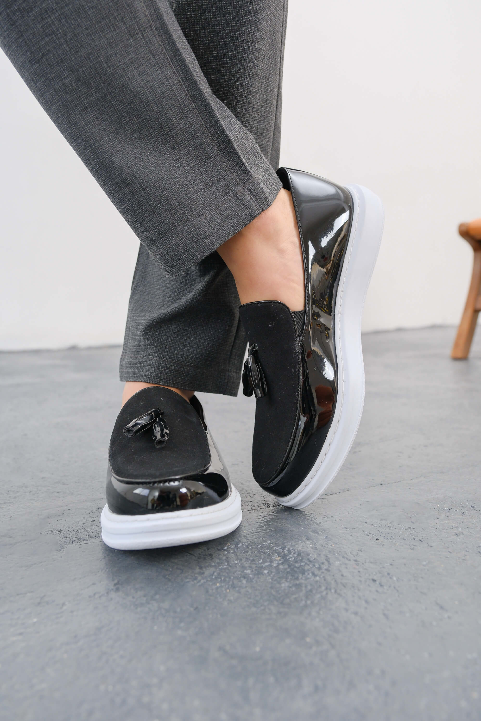 CH002 - RBT Loafer Verniciata Erkek Ayakkabı SIYAH