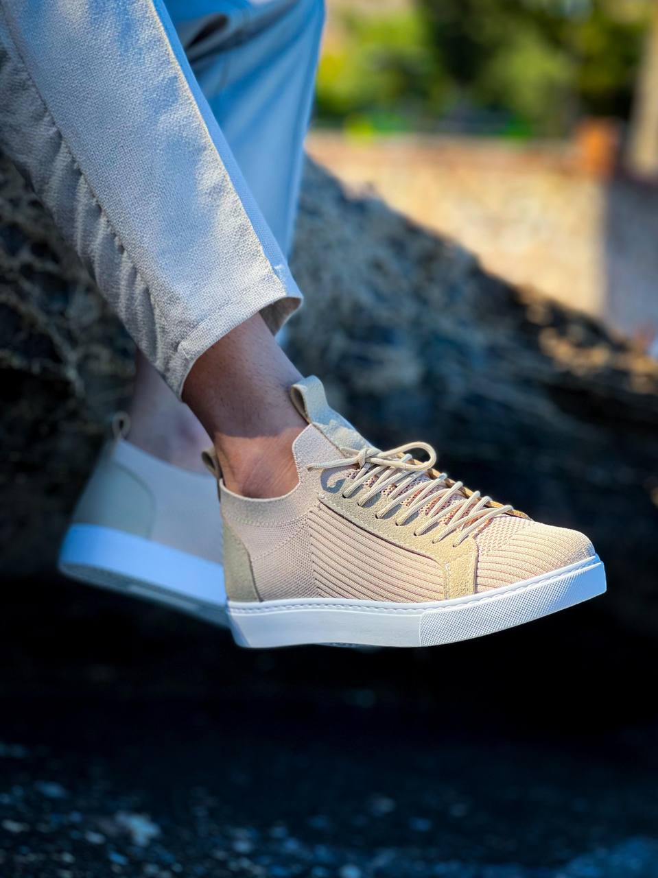 KB-112   Kuback Bej Triko Bağcıklı  Günlük Erkek  Ayakkabı