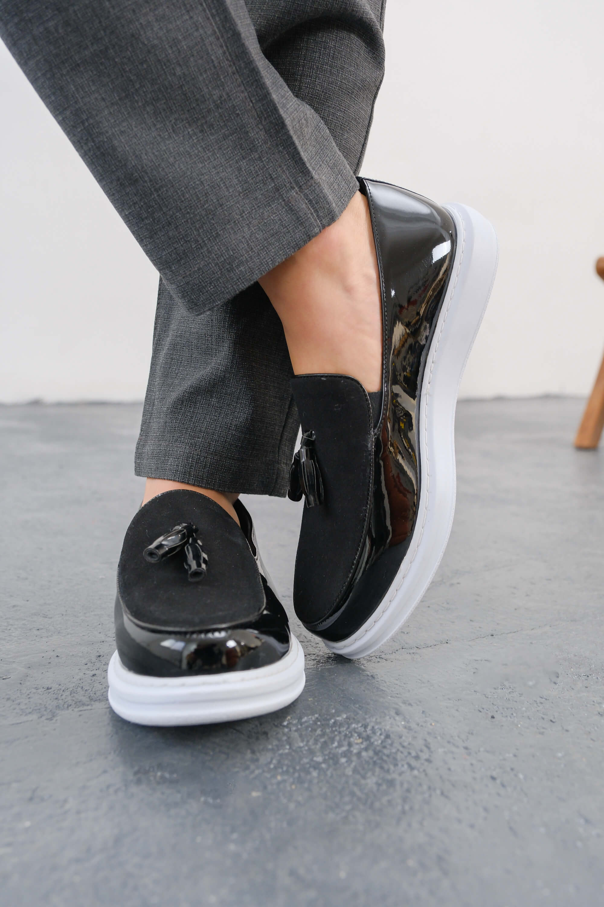 CH002 - RBT Loafer Verniciata Erkek Ayakkabı SIYAH