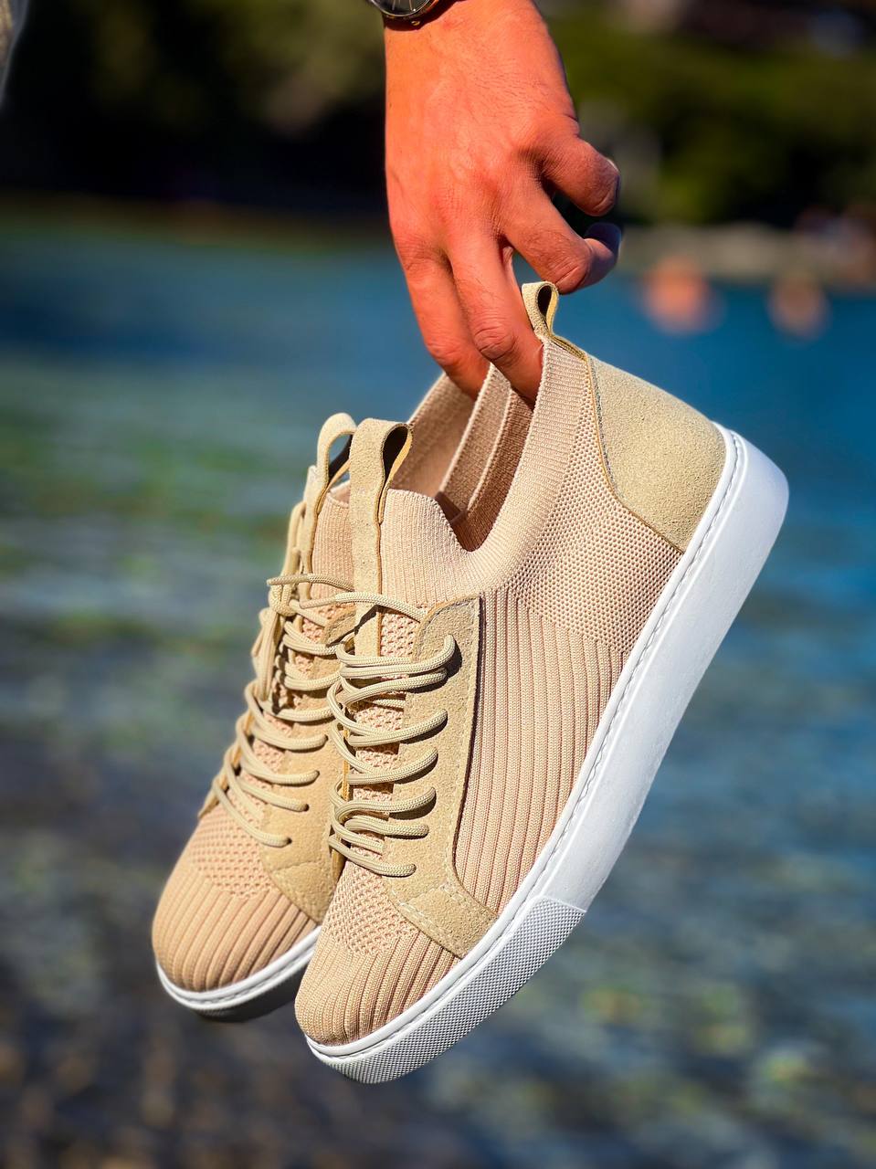 KB-112   Kuback Bej Triko Bağcıklı  Günlük Erkek  Ayakkabı