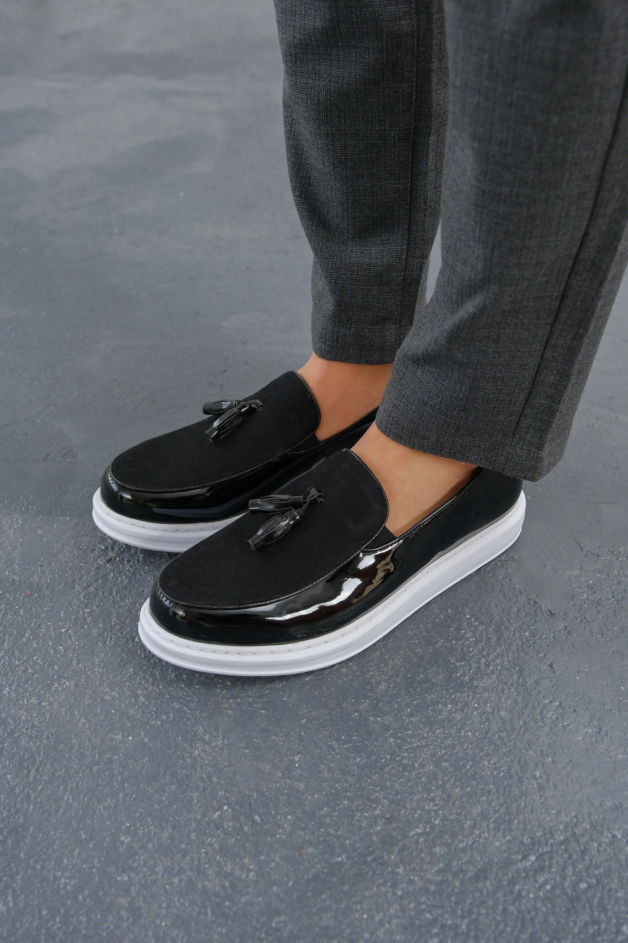 CH002 - RBT Loafer Verniciata Erkek Ayakkabı SIYAH