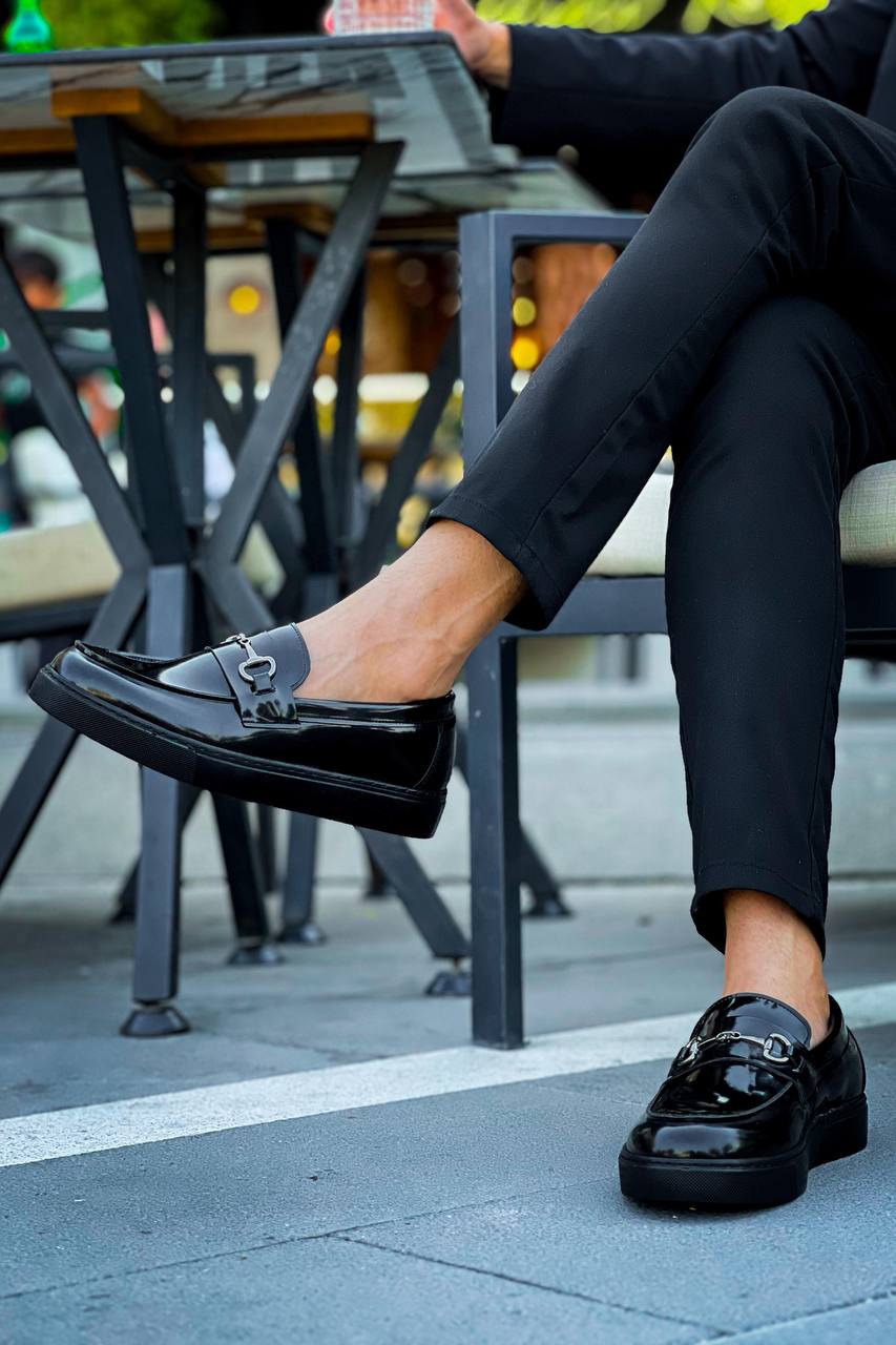 KB-027  Kuback Bağcıksız Kömür Rugan G Günlük Erkek Ayakkabı