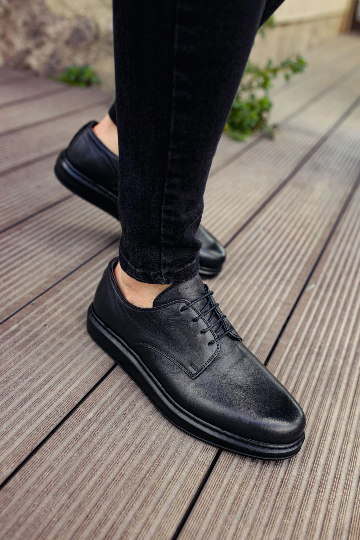 CH003 - DST Classica Pelle Di Cuoio Erkek Ayakkabı SIYAH