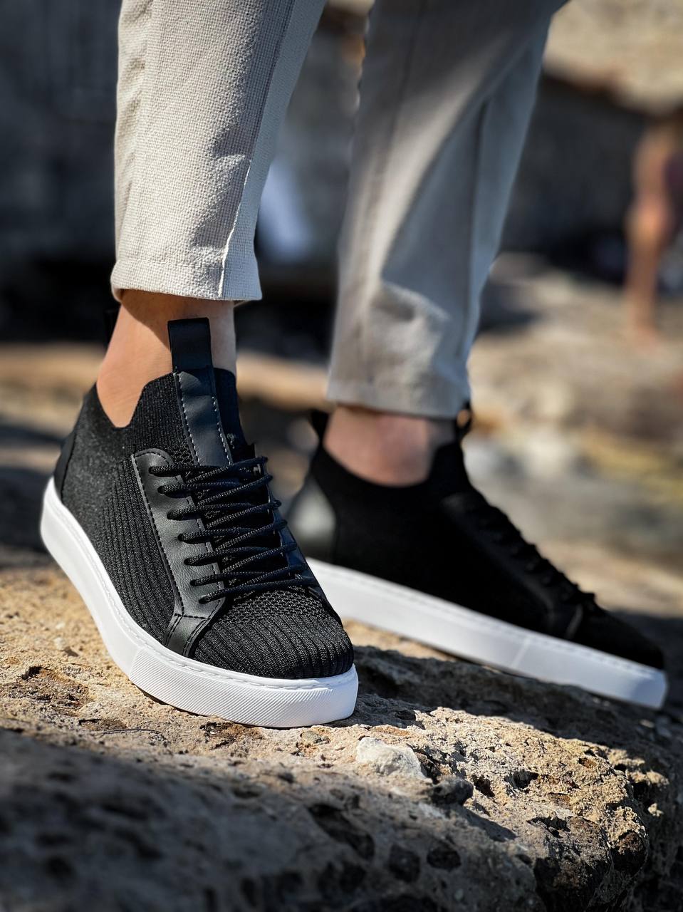 KB-112   Kuback Siyah Triko Bağcıklı  Günlük Erkek  Ayakkabı