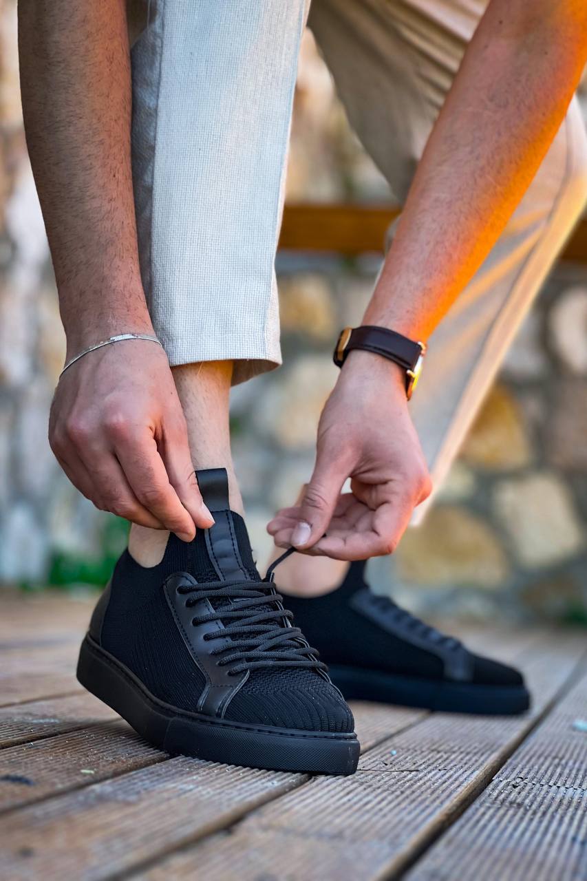 KB-112  Kuback Siyah Siyah TabanTriko Bağcıklı  Günlük Erkek  Ayakkabı