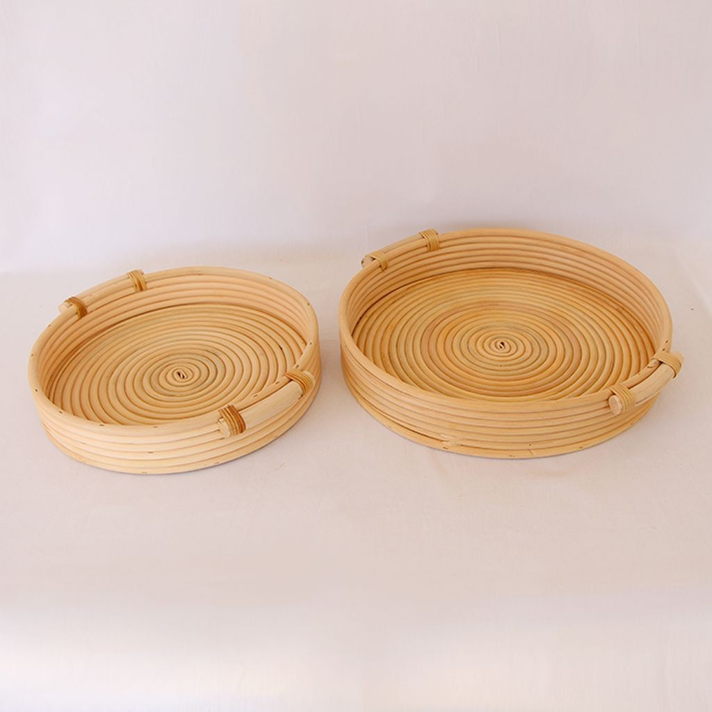Bohem Rattan 2'li Tepsi Seti, Iskandinav, Modern