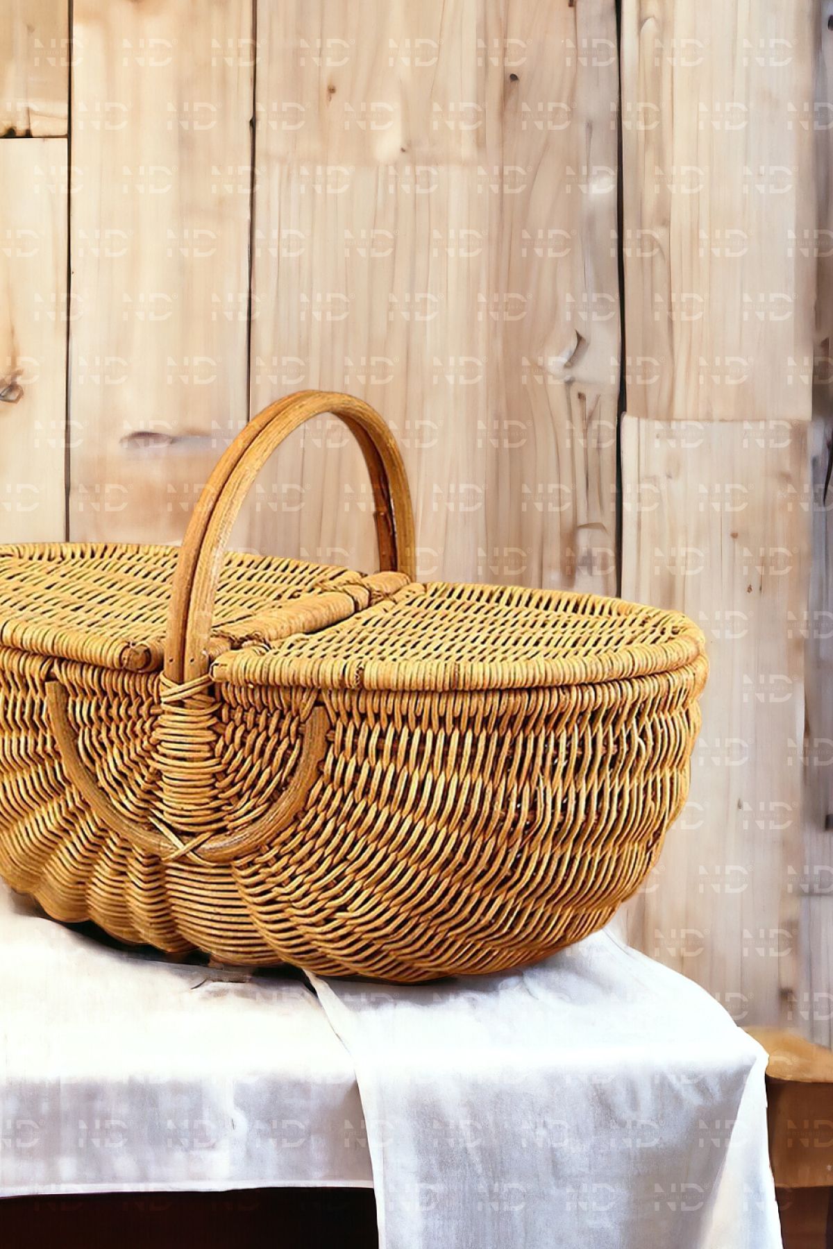 Bohem Large Boy Piknik Sepeti, Brunch Sepeti, Dekoratif Sepet, Iskandinav, Modern, Rattan