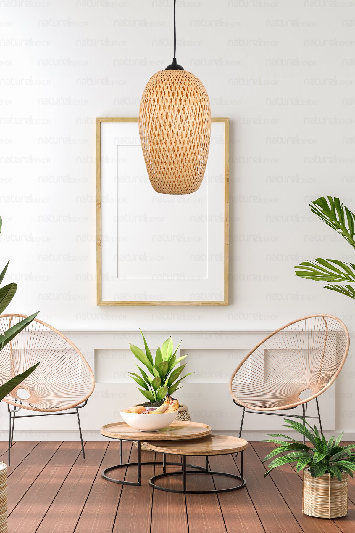 Bohem Bambu Boja Pendant Sarkıt Avize Lamba 23 cm - Iskandinav, Modern, Bohem, Rattan Aydınlatma