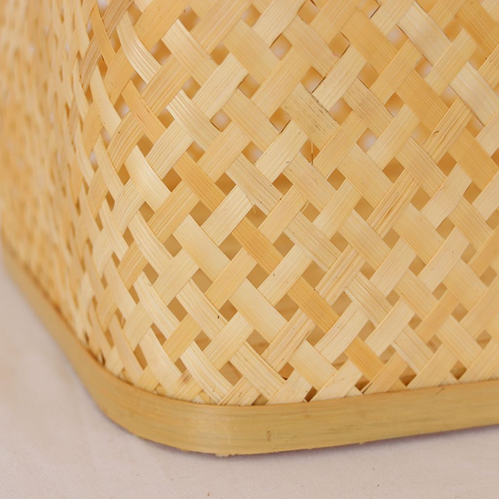 Bohem Dekoratif Kapaklı Bambu Kutu 33 cm, Sepet, Iskandinav, Modern, Rattan