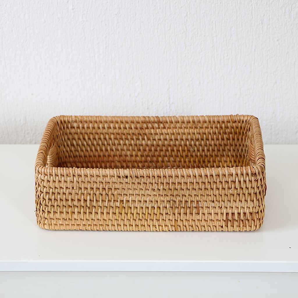 Bohem Kulplu Kare Dekoratif Kutu ve Sepet 30x20x9,5 - Iskandinav, Modern