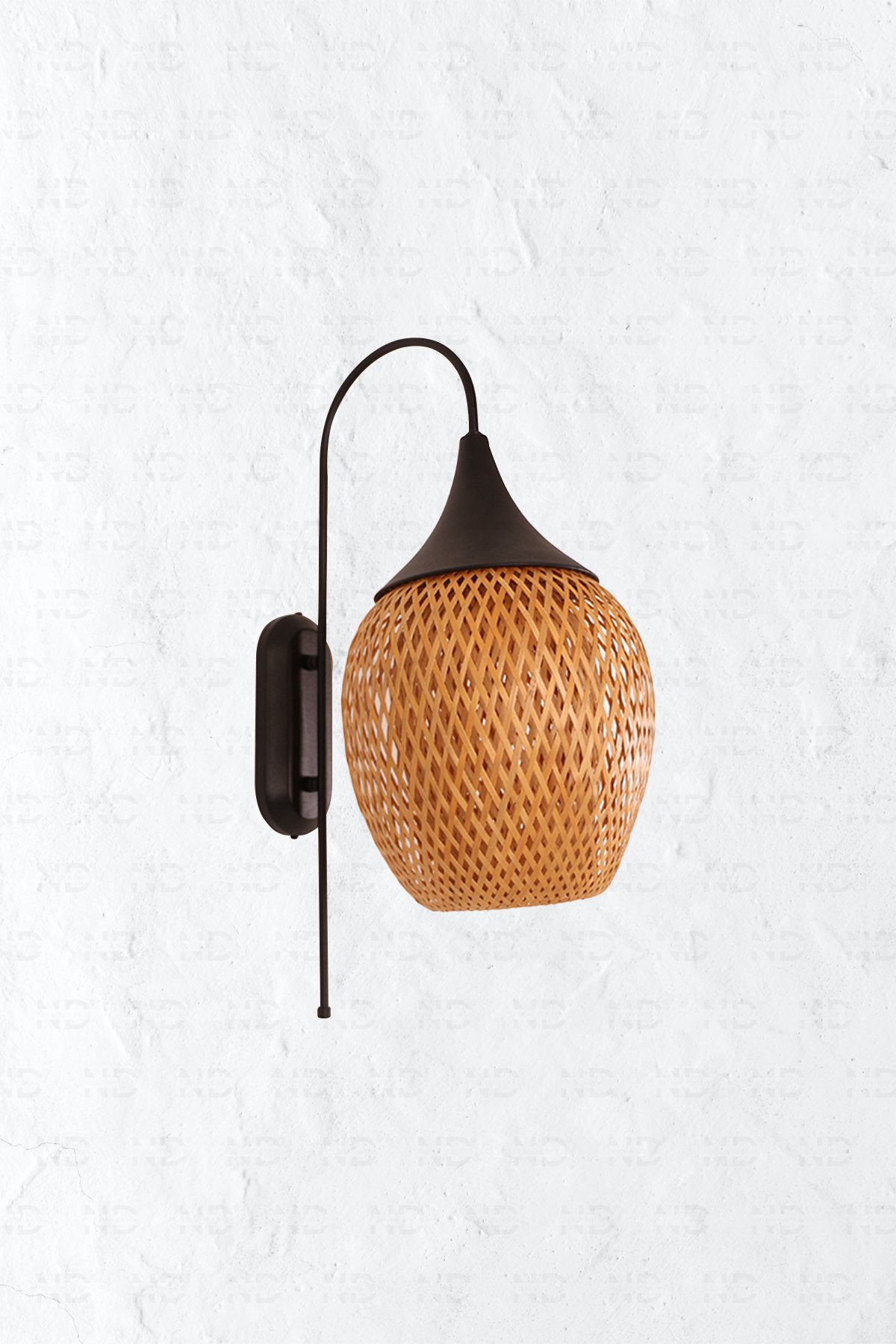 Boja Bambu Siyah Detay Aplik 25x25x60 cm İskandinav, Modern, Bohem, Rattan, Aydınlatma