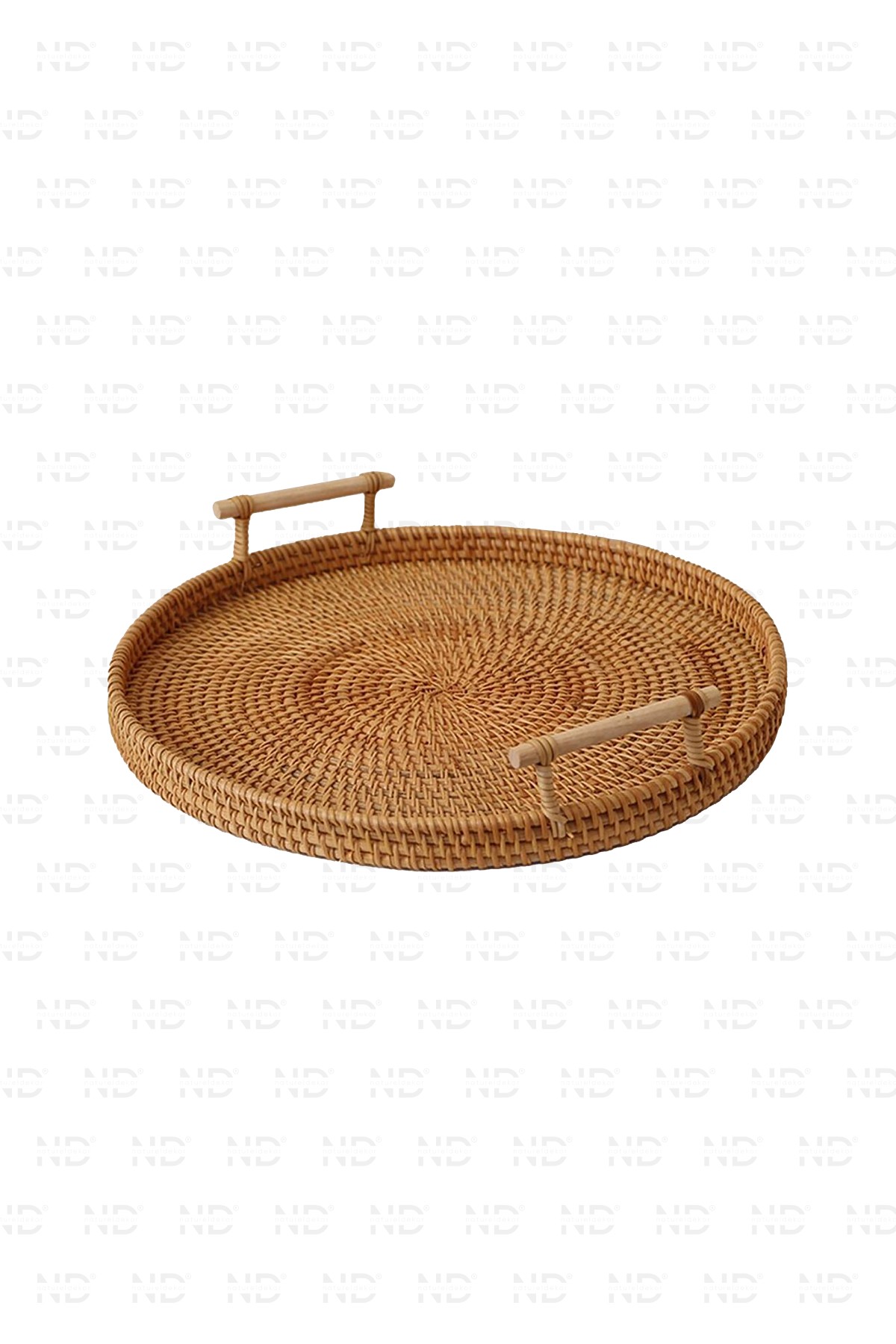 Bohem Rattan Kulplu Hasır Tepsi 35, Iskandinav, Modern