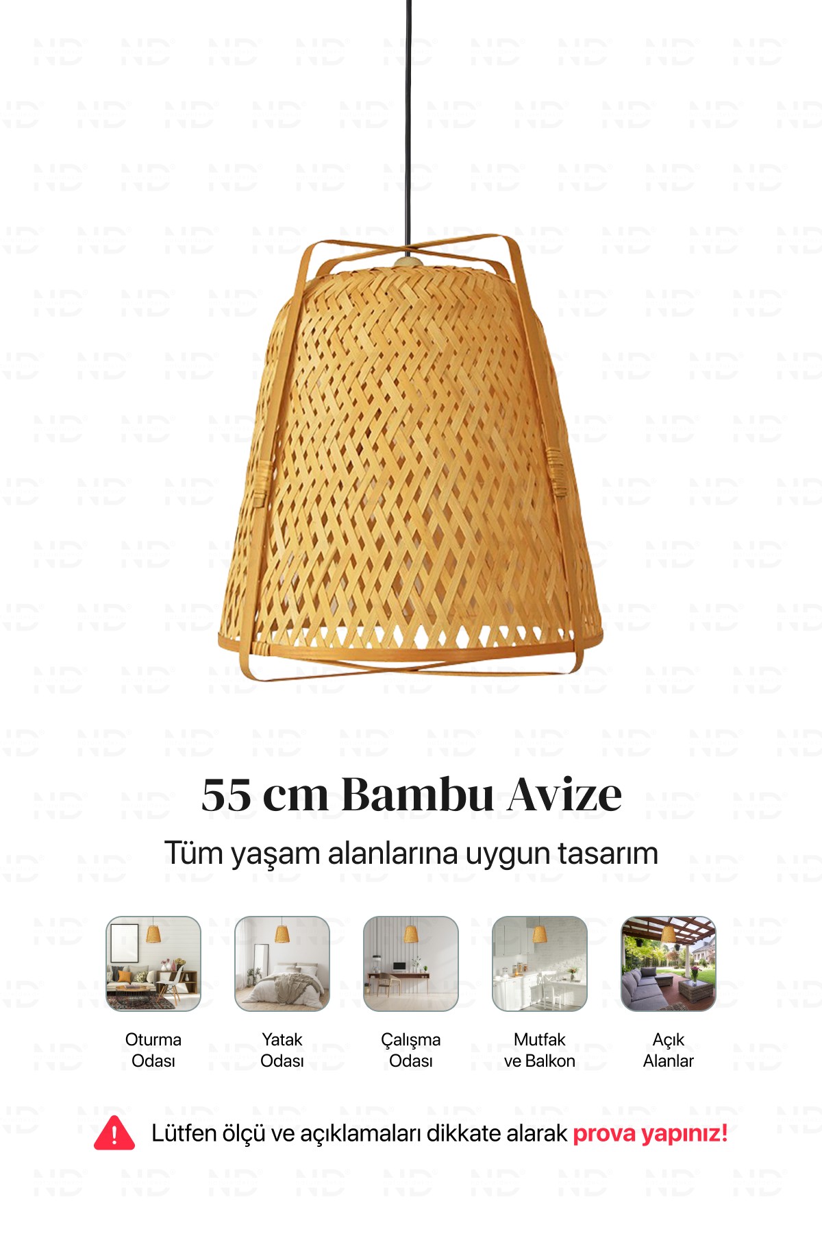 Knixhult Bohem Bambu Avize 46x55 cm - İskandinav, Modern, Rattan, Aydınlatma