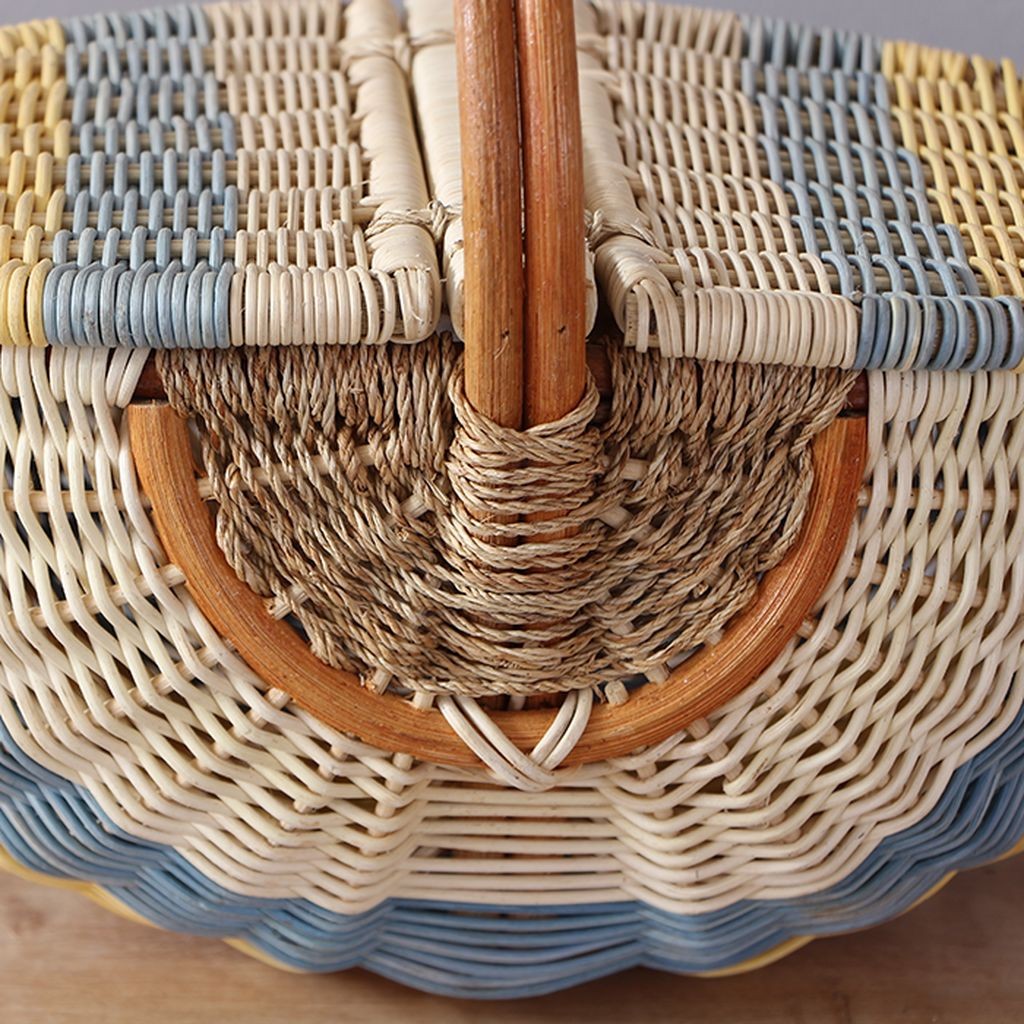 Bohem Small Boy Piknik Sepeti, Brunch Sepeti, Dekoratif Sepet, Iskandinav, Modern, Rattan