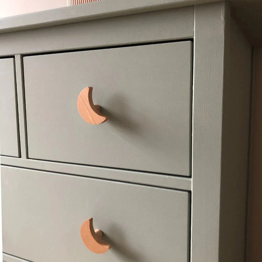 Ahşap Yarım Ay Hilal Kesim Kulp, Dolap Çekmece Kulpu, Bambu, Hasır, İskandinav, Bohem, Modern