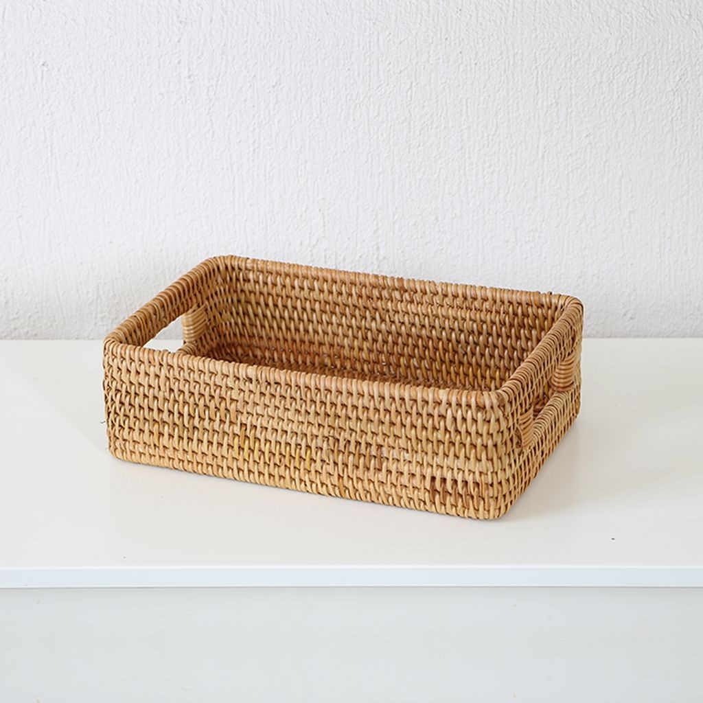 Bohem Kulplu Kare Dekoratif Kutu ve Sepet 30x20x9,5 - Iskandinav, Modern