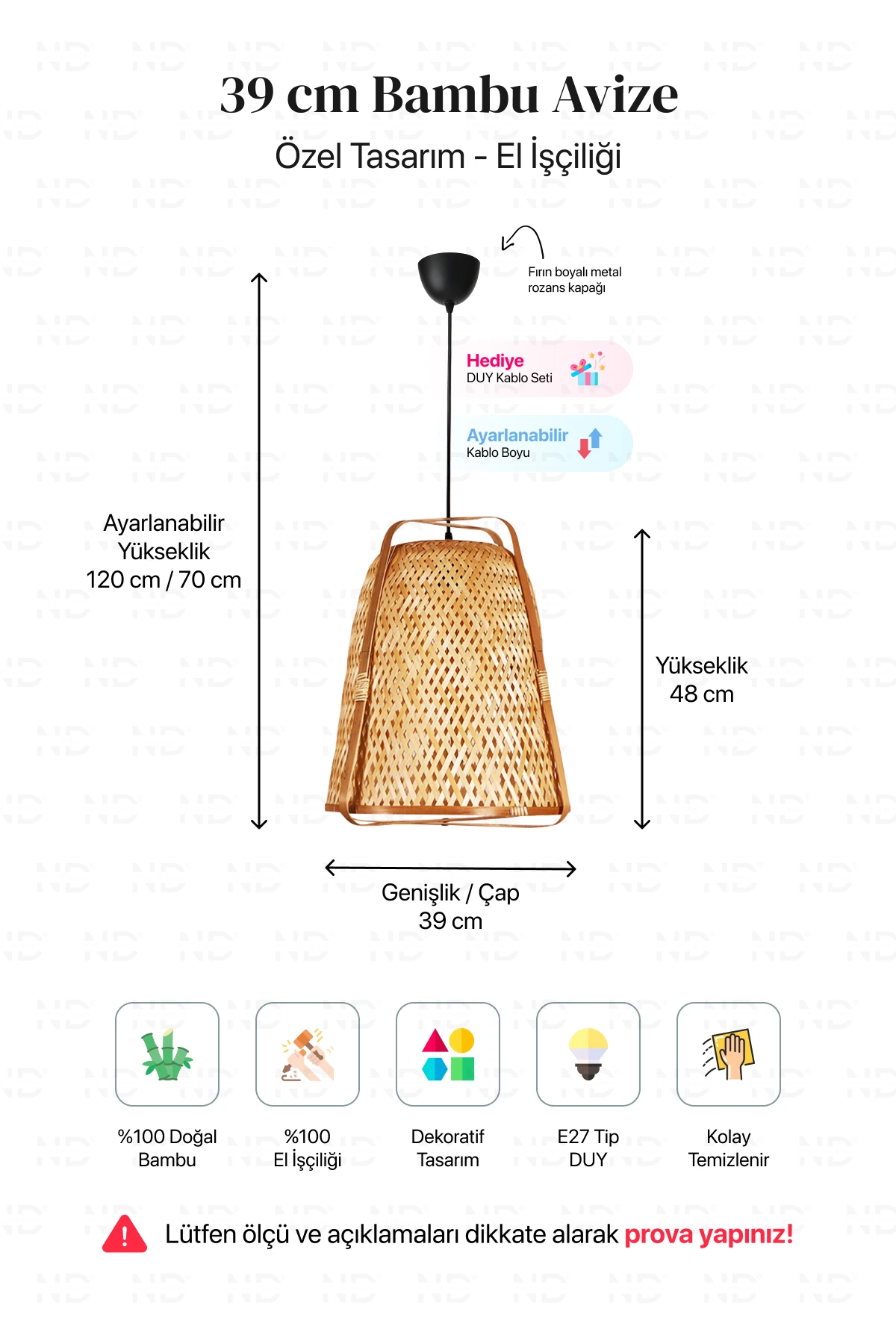 Knixhult Bohem Bambu Avize 39x48 cm - İskandinav, Modern, Rattan, Aydınlatma
