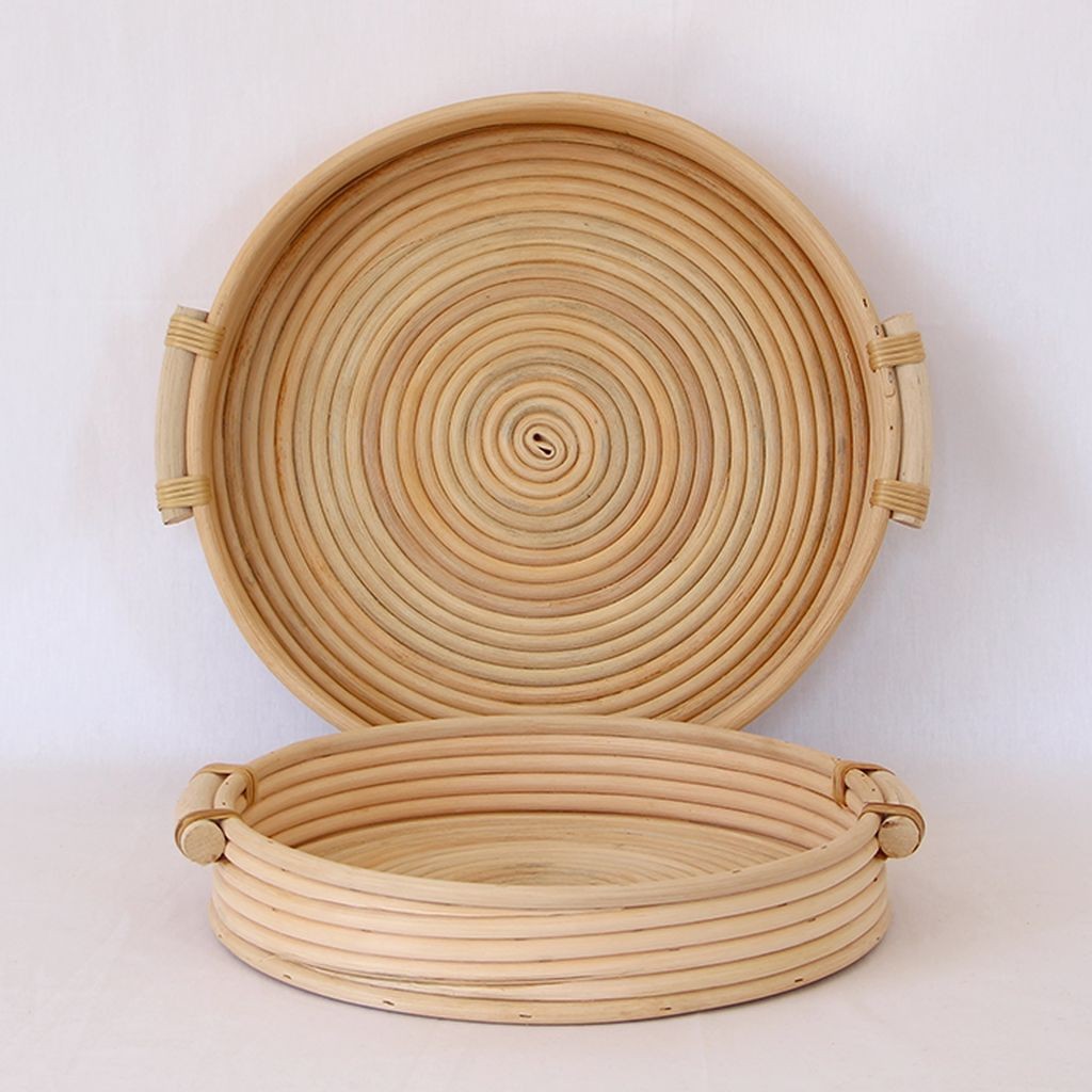 Bohem Rattan 2'li Tepsi Seti, Iskandinav, Modern