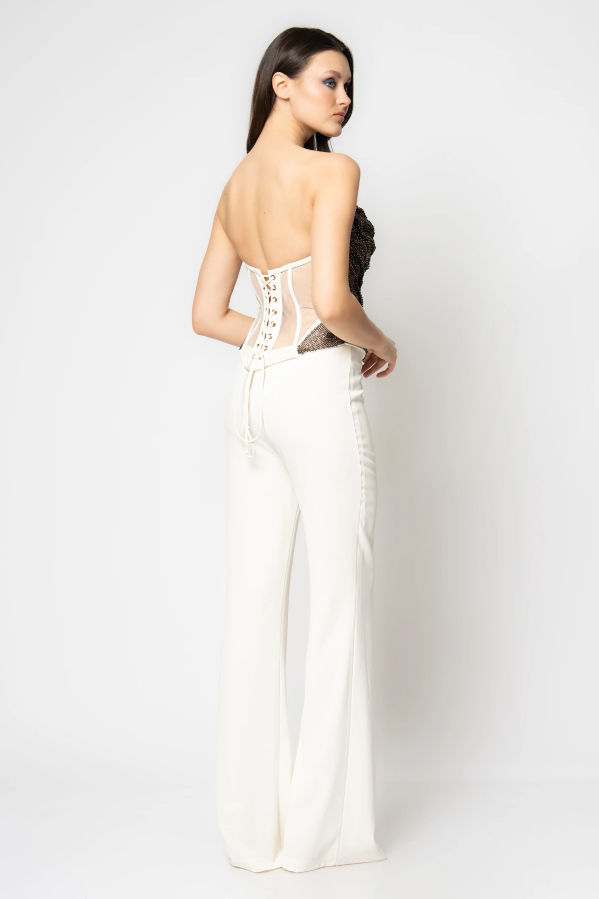 RENGIN branded Two-Piece Evening Set with Crystal-Embellished Bustier ...