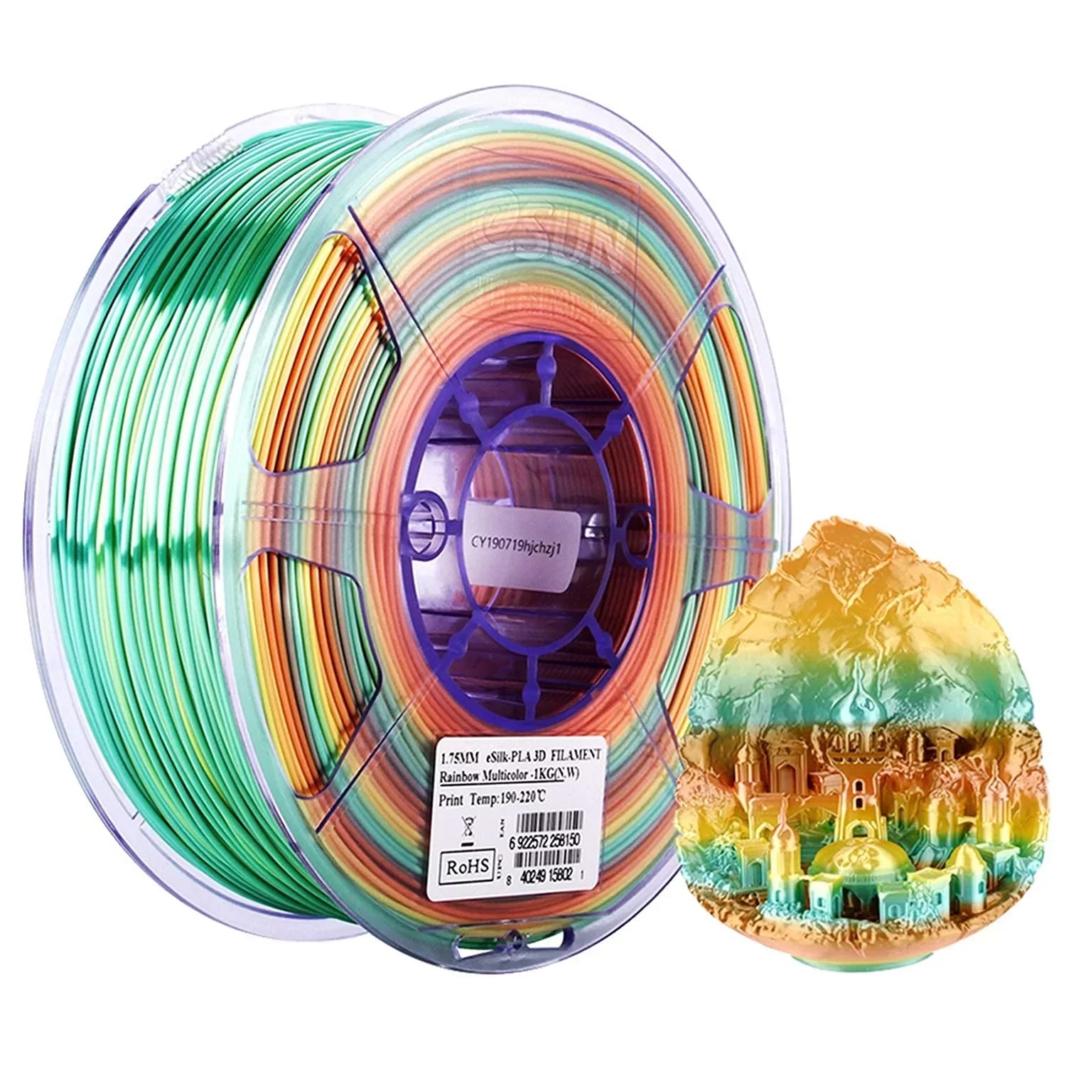 eSUN eSilk 1.75mm Rainbow Multicolor Filament (1 KG)