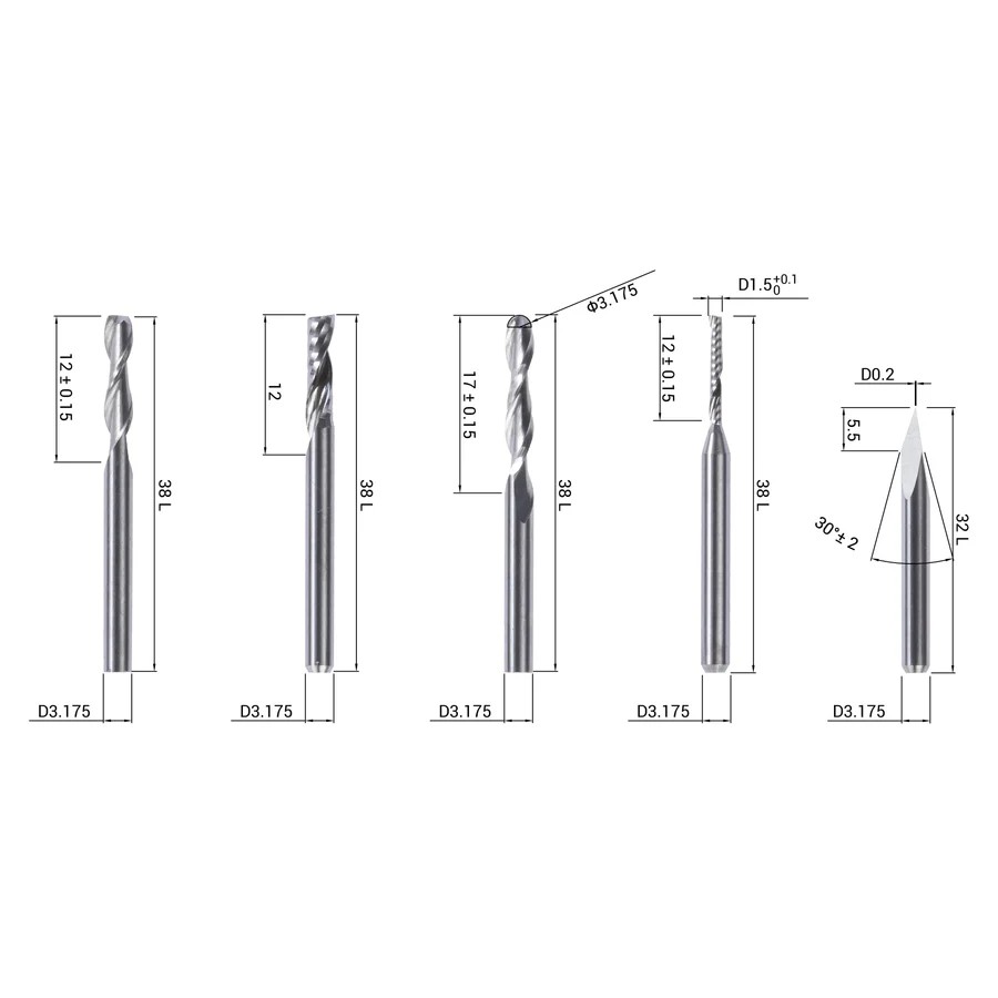 Snapmaker CNC Bits (5 Bits) - 22004