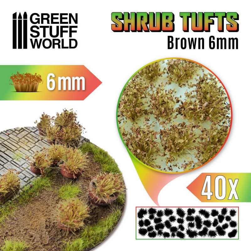 GREEN STUFF WORLD 10746 Shrubs TUFTS - 6mm self-adhesive - BROWN