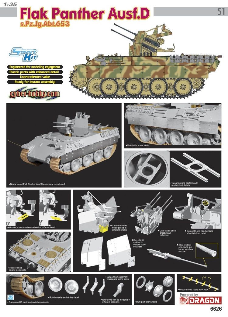 CYBER HOBBY 6626 1/35 FLAK PANTHER AUSF D SPZJGABT 653 ALMAN UÇAKSAVAR MAKETİ