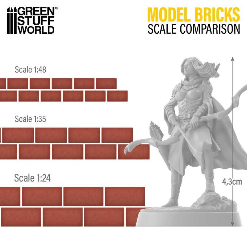 GREEN STUFF WORLD 9204 Model Bricks Grey - GRİ MODEL TUĞLA 500 ADET