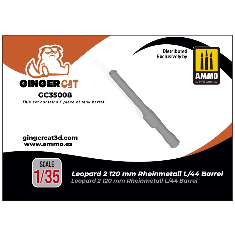 Ginger Cat 35008 1/35 Leopard 2 120 mm Rheinmetall L/44 Barrel (1pcs) Reçine Detay Seti