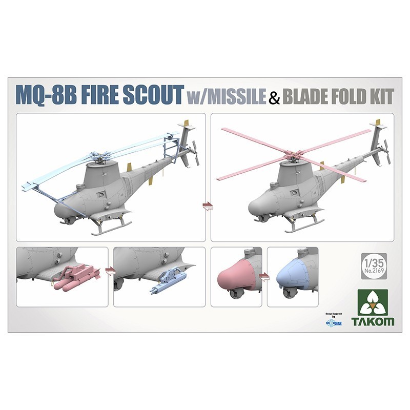 TAKOM 2169 1/35 MQ-8B Fire Scout with Missile & Blade Fold Kit DRONE MAKETİ