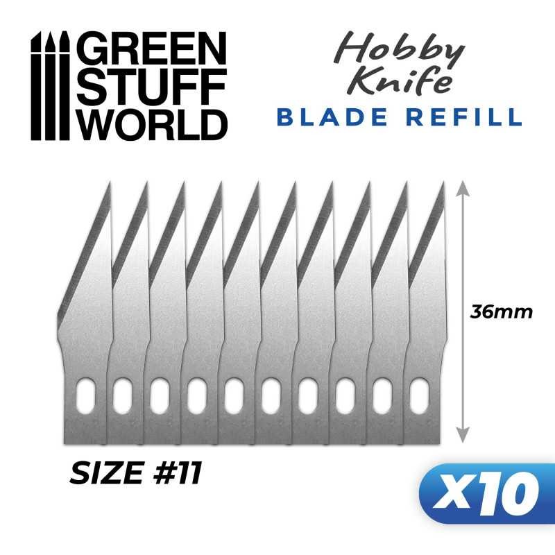 GREEN STUFF WORLD 1334 10x Hobby Knife Blade Refill - Yedek Maket Bıçağı Ucu #11 (10Adet)