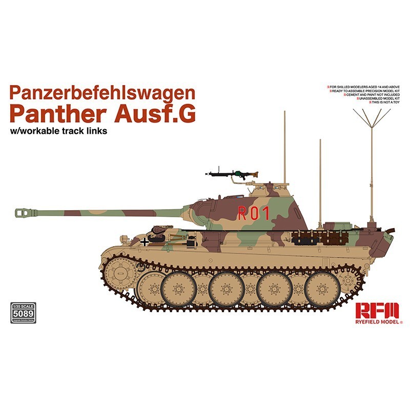 RYE FIELD MODELS 5089 1/35 Panzerbefehlswagen Panther Ausf.G Tank Maketi
