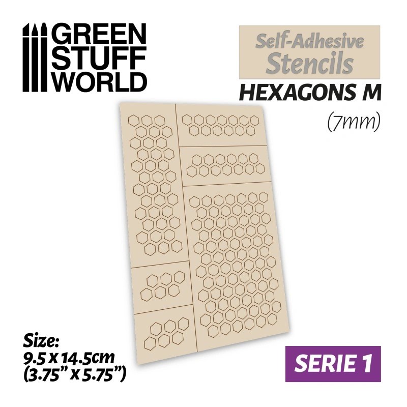GREEN STUFF WORLD 9445 Self-adhesive stencils - Hexagons M - 7mm