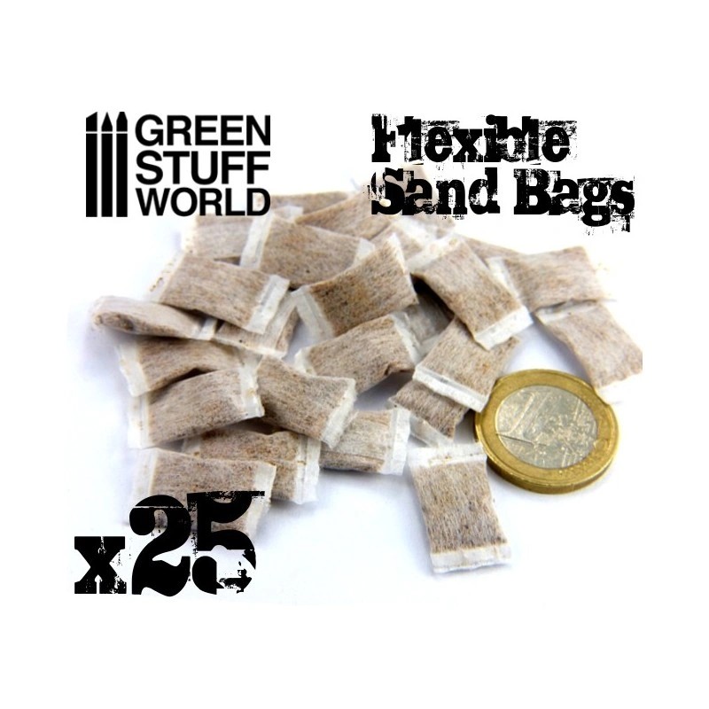 GREEN STUFF WORLD 9215 flexible SANDBAGS x25 - ŞEKİLLENDİRİLEBİLİR KUM ÇUVALLARI