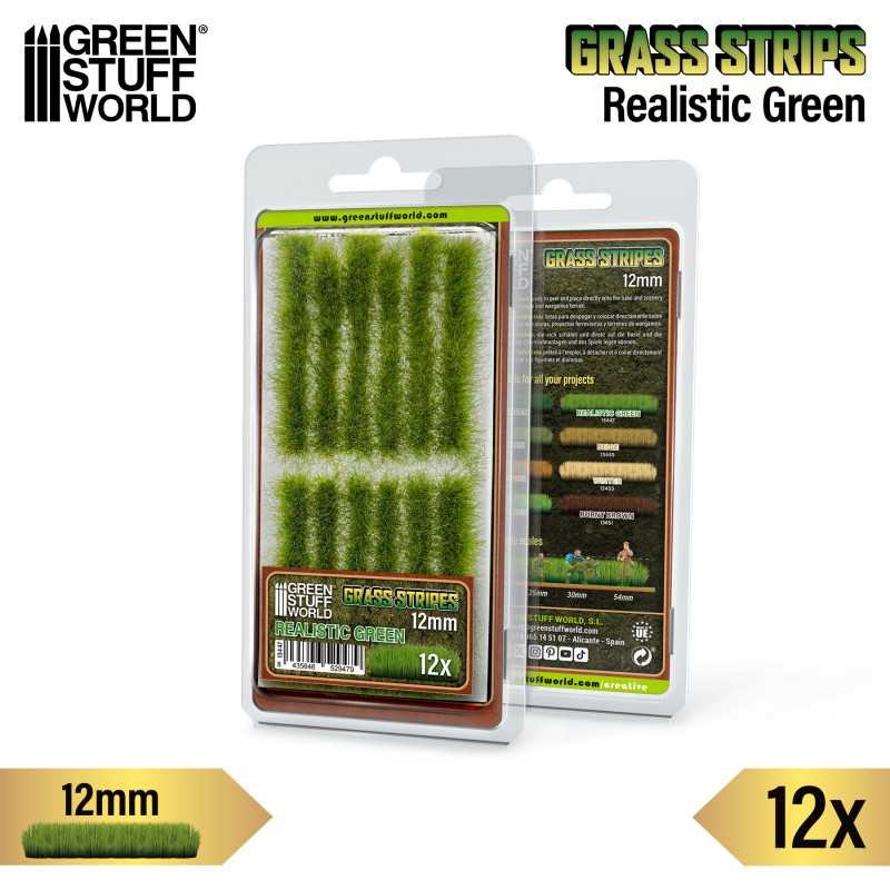 GREEN STUFF WORLD 13447 Grass Strips 12 mm - Realistic Green