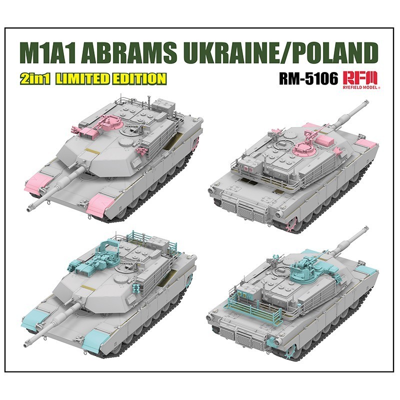 RYE FIELD MODELS 5106 1/35 M1A1 ABRAMS Ukraine/Poland 2in1 Limited Edition Tank Maketi