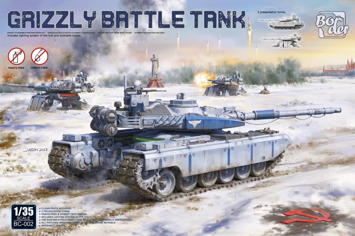 BORDER MODEL 002 1/35 GRIZZLY BATTLE TANK  with lighting system  workable trucks a beeper RED ALERT TANK MAKETİ