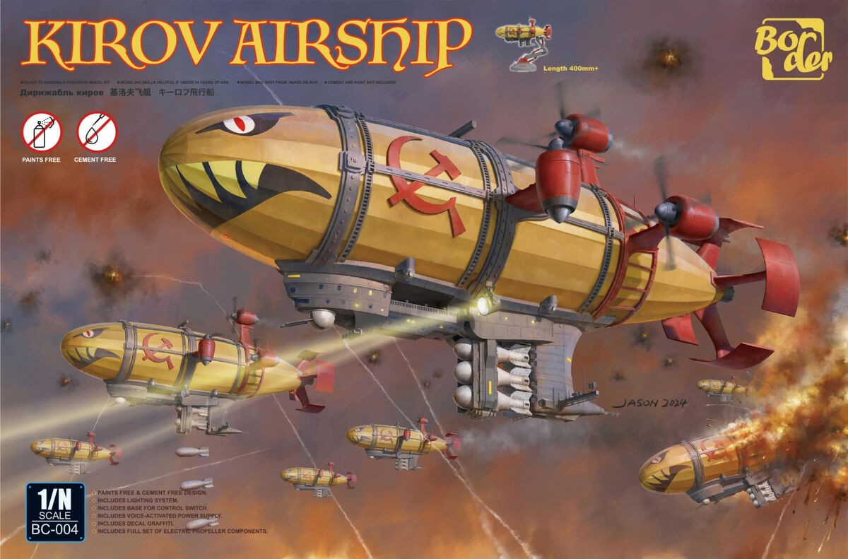 BORDER MODEL 004 1/N KIROV Airship with Propeller power components and lighting systems RED ALERT ZEPLİN MAKETİ 