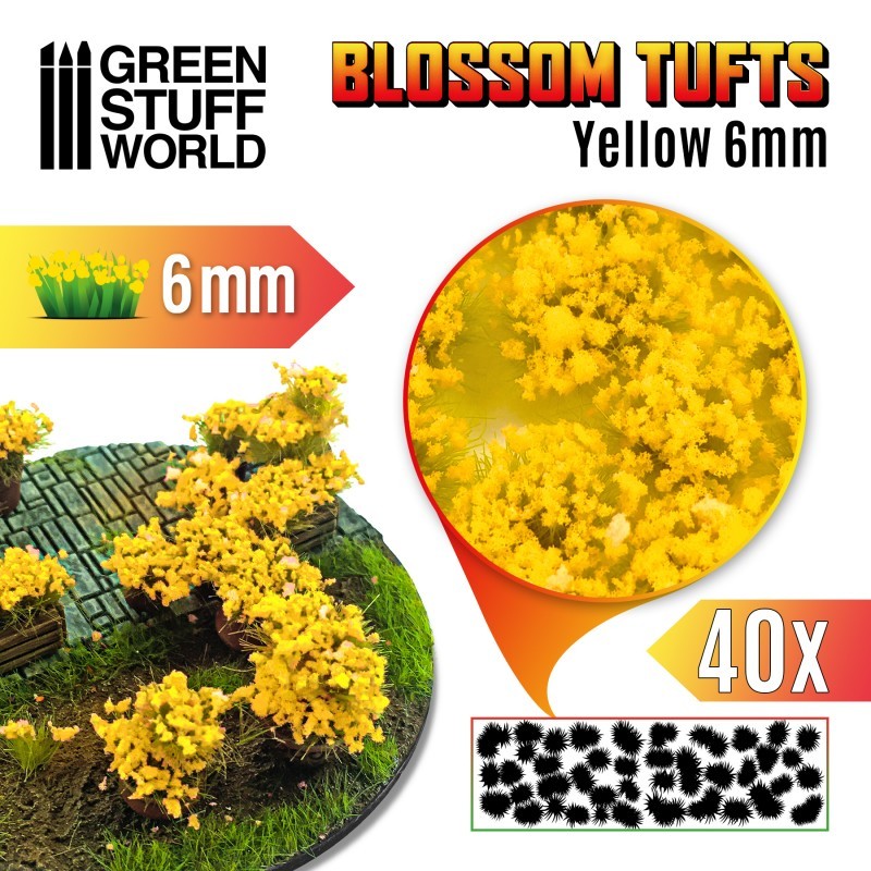 GREEN STUFF WORLD 9282 Blossom TUFTS 6mm self-adhesive YELLOW Flowers - 6MM SARI ÇİÇEKLER