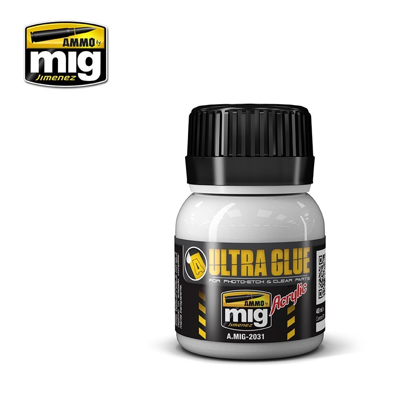 AMMO MIG 2031 ULTRA GLUE FOR ETCH, CLEAR PARTS & MORE - Aşınmış Parçalar, Temiz Parçalar ve Daha Fazlası için Ultra Yapıştırıcı 40 ML