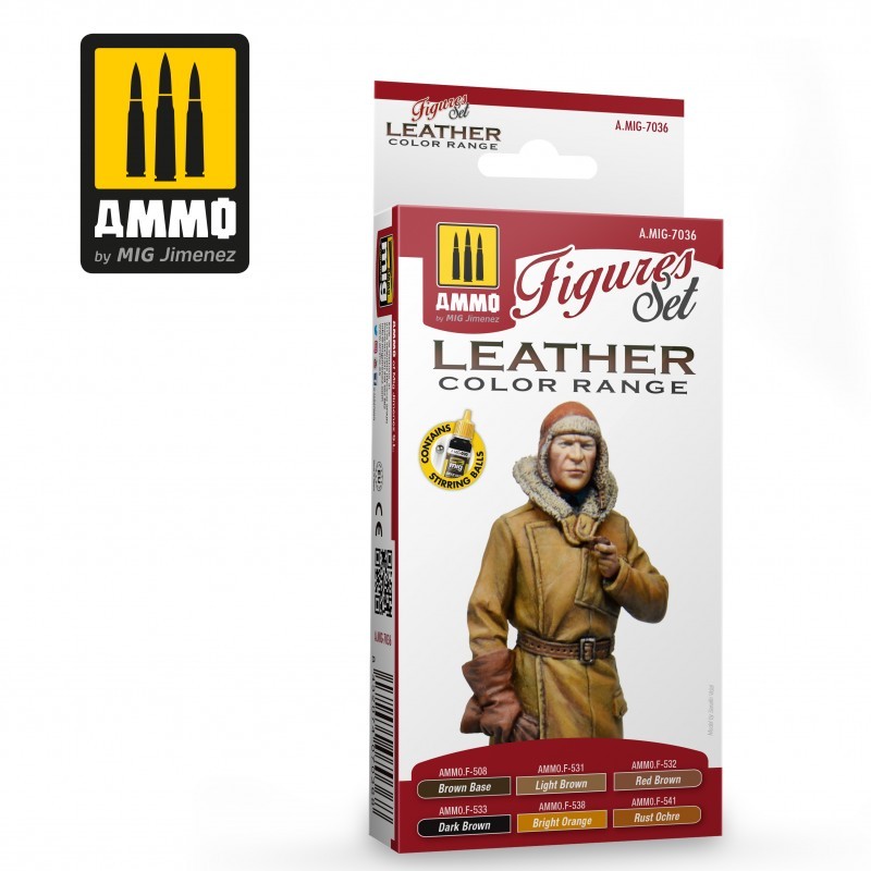 AMMO MIG 7036 LEATHER FIGURES SET - Figürler İçin Deri Tonları Boya Seti