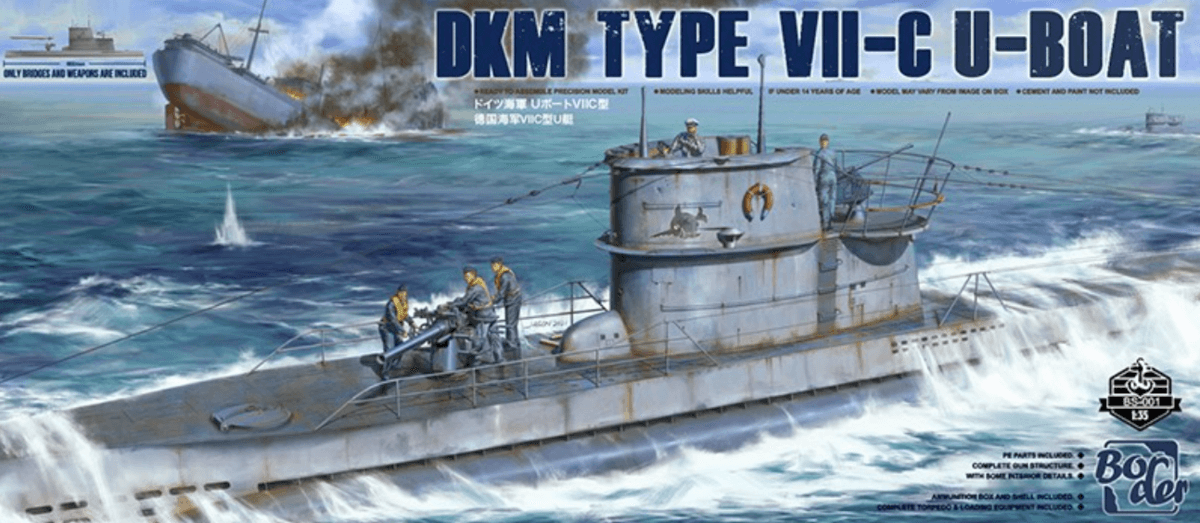 BORDER MODEL 001 1/35 DKM TYPE, VII-C U-BOAT İKİNCİ DÜNYA SAVAŞI ALMAN DENİZALTISI KESİTİ MAKETİ