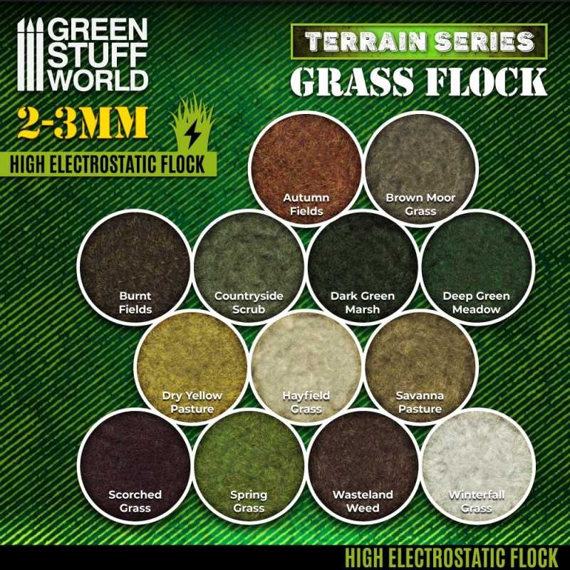 GREEN STUFF WORLD 11147 Static Grass Flock 2-3mm - SCORCHED BROWN - 200 ml