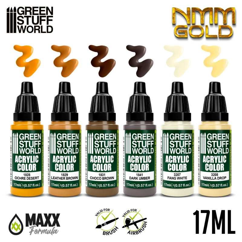 GREEN STUFF WORLD 10114 Paint Set - NMM Gold METALİK OLMAYAN RENKLERLE ALTIN BOYAMA SETİ