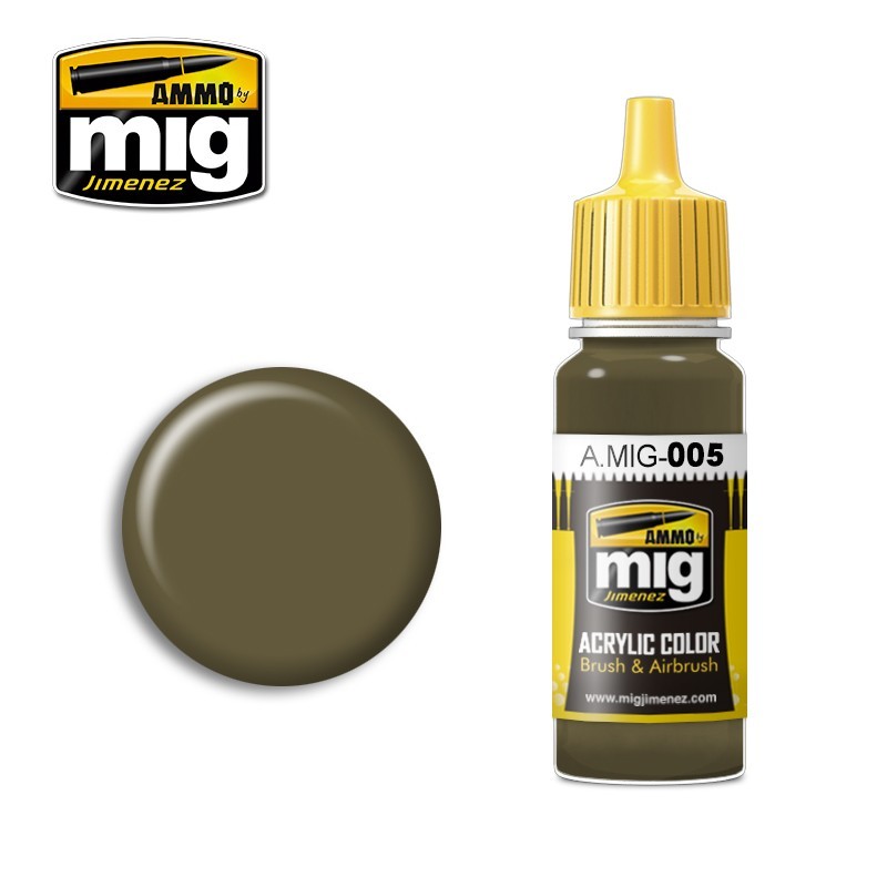 AMMO MIG 0005 RAL 7008 GRAUGRÜN MAKET BOYASI