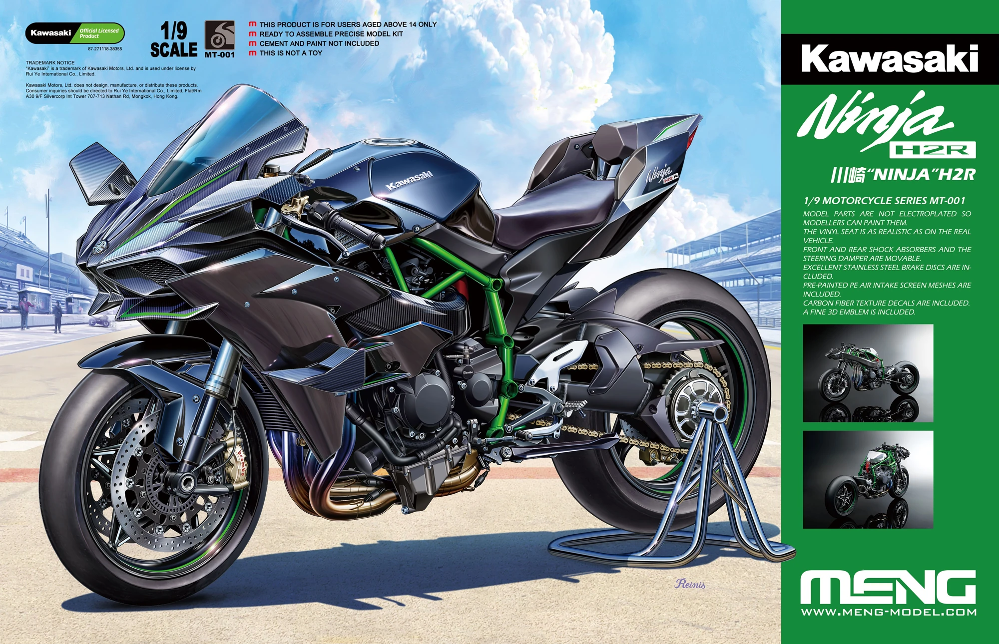 MENG MT-001 1/9 KAWASAKI NINJA H2R MOTORSİKLET MAKETİ