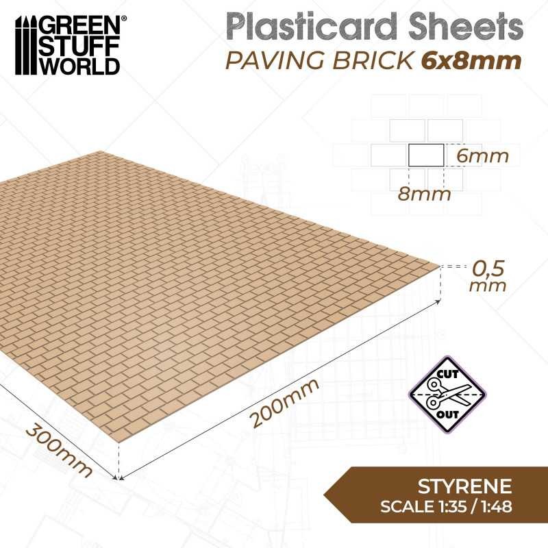 GREEN STUFF WORLD 5066 Plasticard Paving Brick 6x8mm - Tuğla Kaldırım Plastik Levha 6x8mm