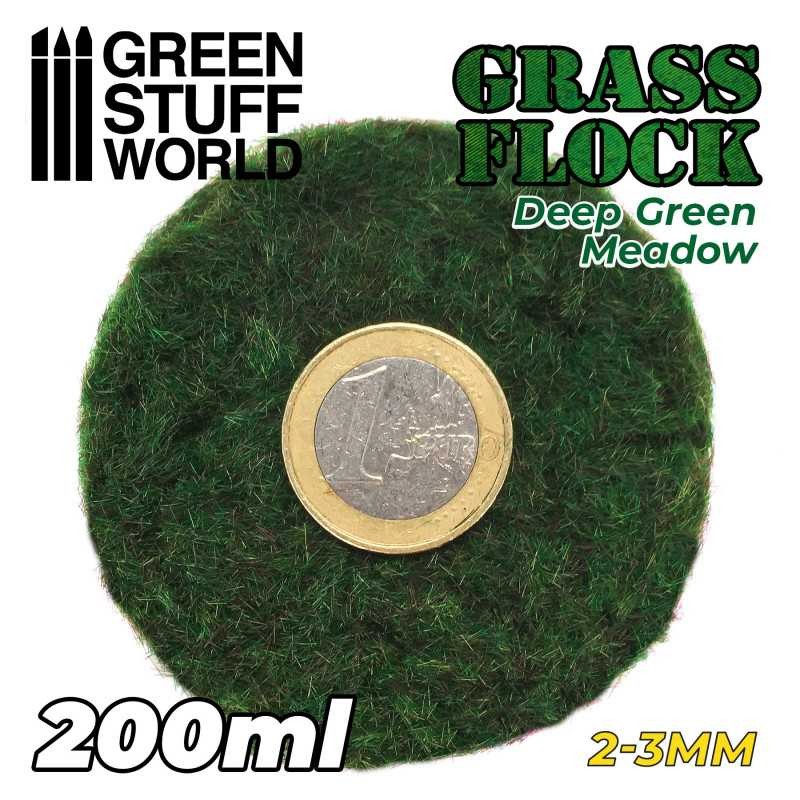 GREEN STUFF WORLD 11148 Static Grass Flock 2-3mm - DEEP GREEN MEADOW - 200 ml